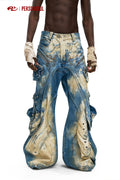 PERSONSOUL Phoenix Bird Pattern Tooling Jeans