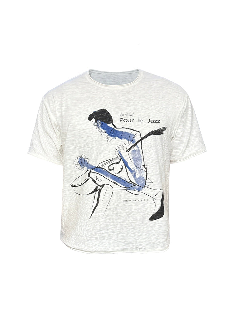 JCAESAR Breathable Short Crimping Water Stain Printing Tee