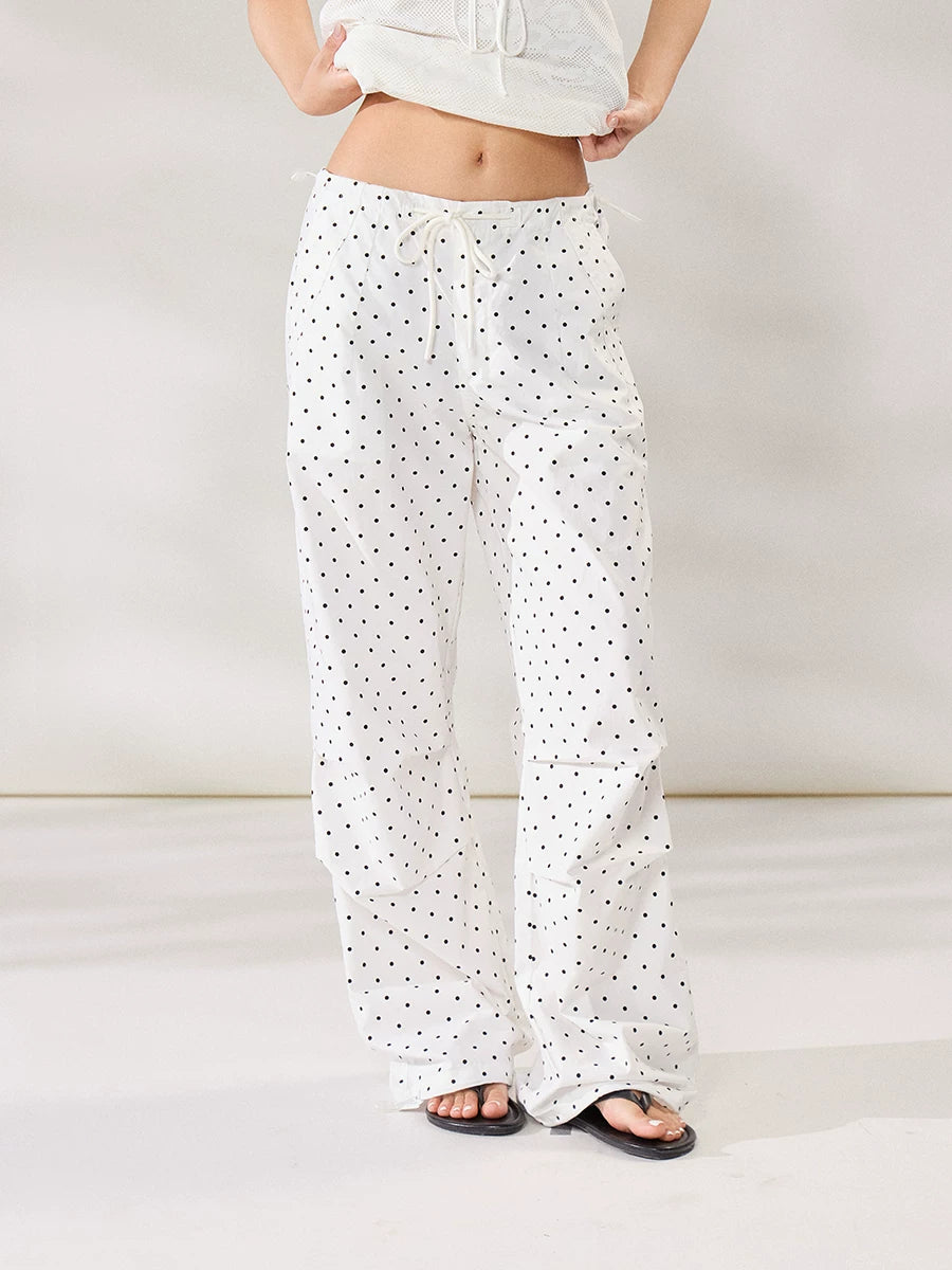 WITHMIN Polka Dot Slim Versatile Casual Pants