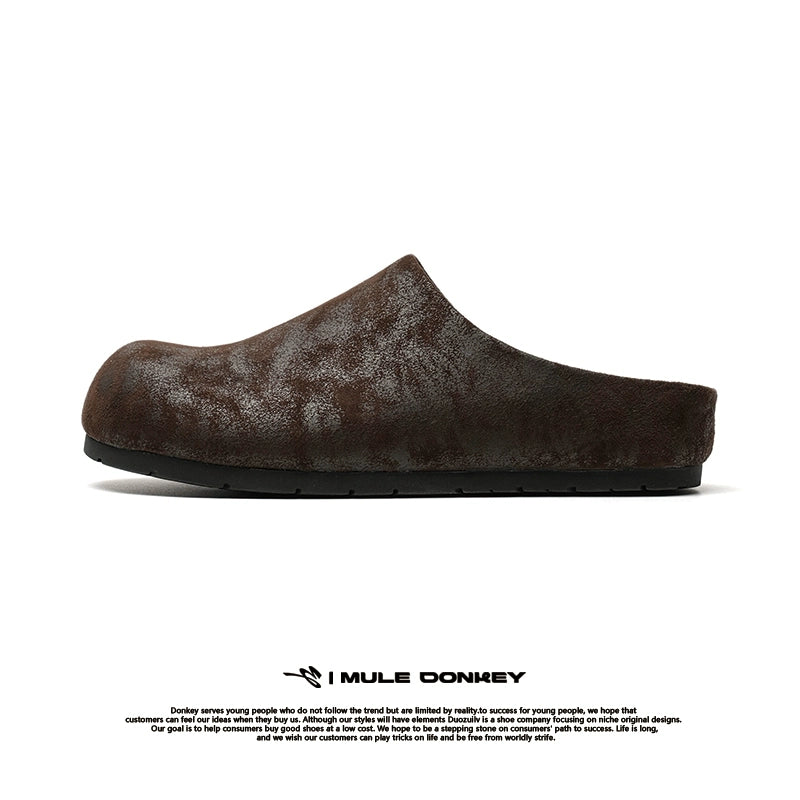 Donkey Wears A Bag Head Outside  One Foot on Versatile Birkenstocks