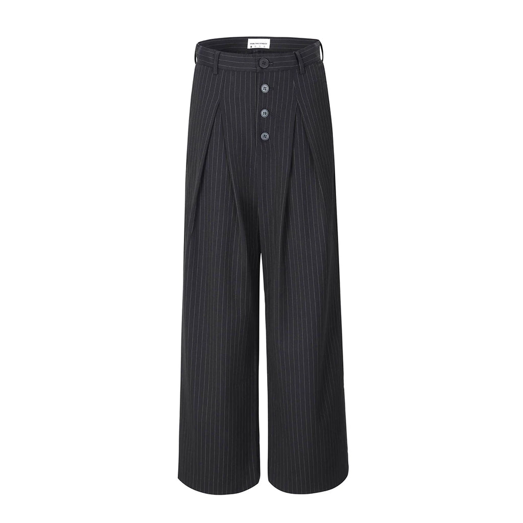 TWOMOONS Pleated Striped Trousers