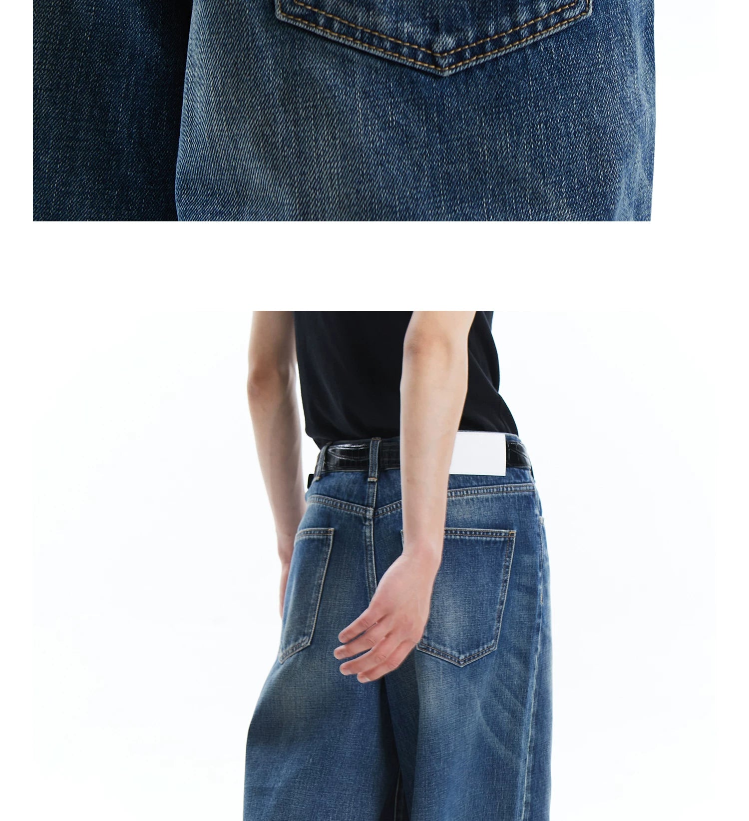 TERRAINCOGNITA Loose and Old Seven-point Denim Shorts