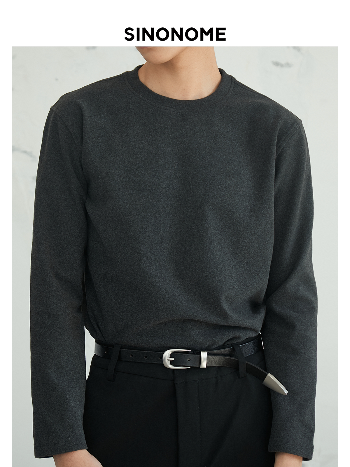 SINONOME Warm and Fleece Slim-fitting Small Turtleneck Long Sleeves