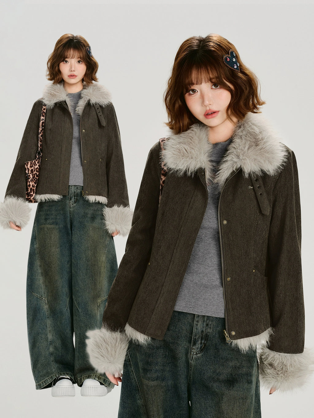 Girlyhalo Vintage Thickened Plush Jacket