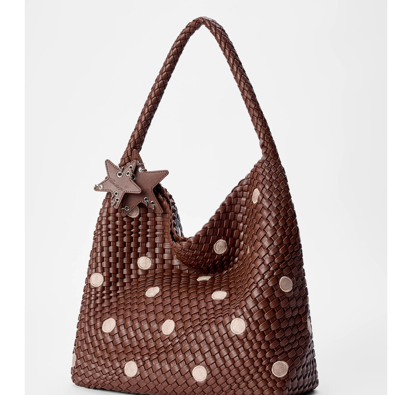 ECODAY Embroidered Polka Dot Woven Large Capacity Handbag