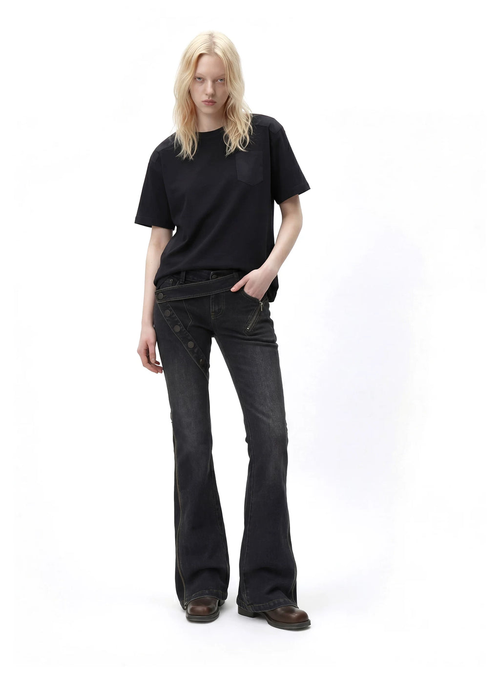 Remedy Loose Splicing Round Neck Casual Tee