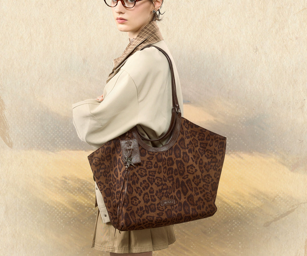 JACD Slack Leopard Print Tote Handbag