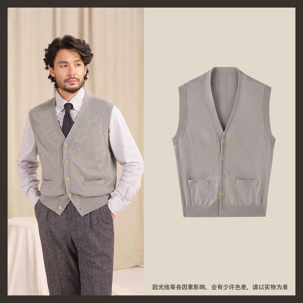 CULTUM Sleeveless Knitted Cardigan V-Neck Wool Vest