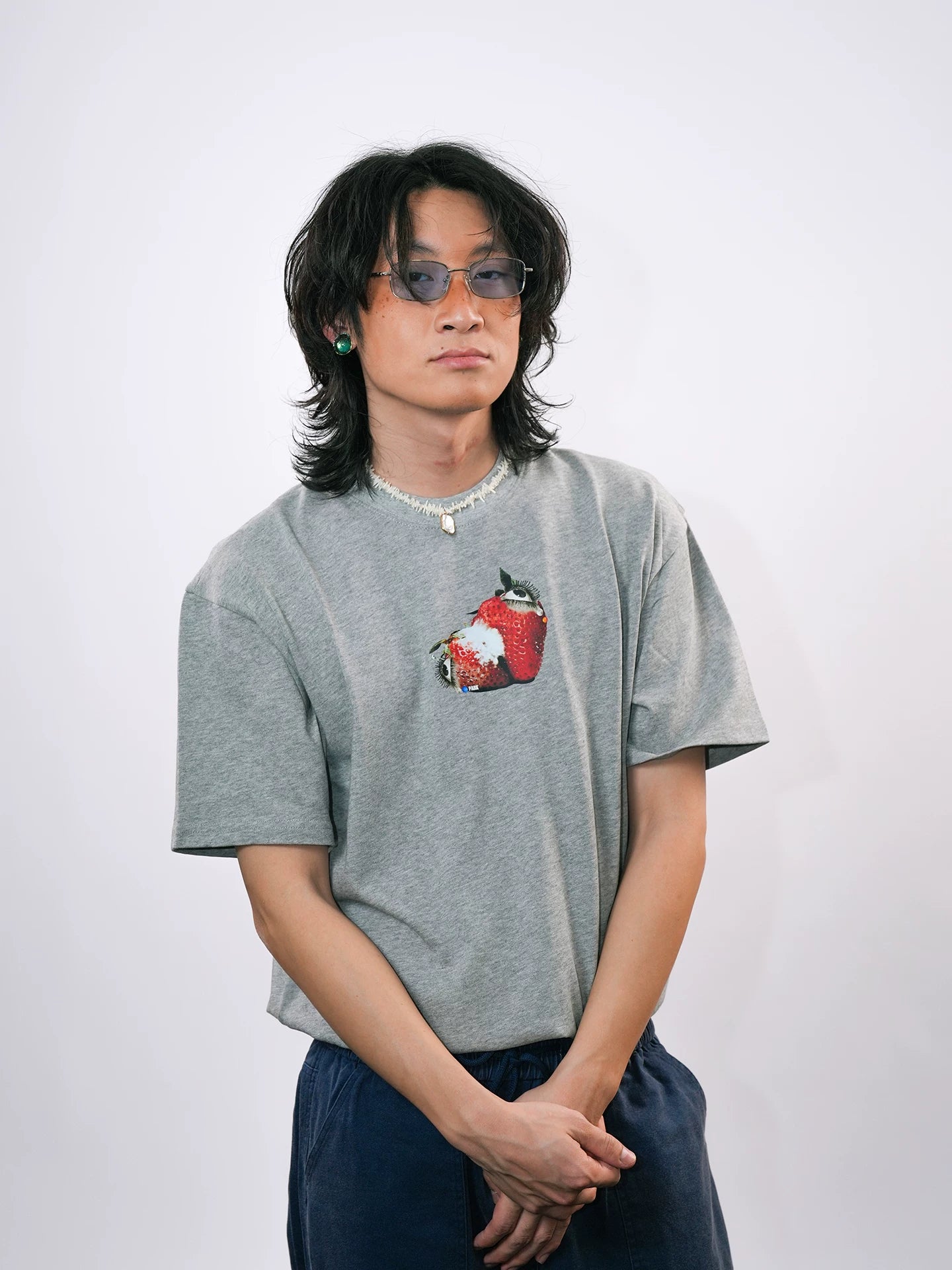 O3PARK Strawberry Print Knitted Tee