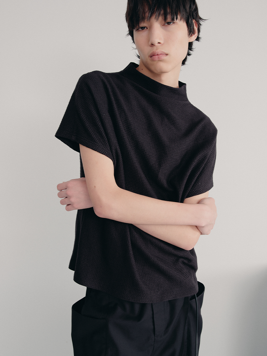 JCAESAR Herringbone Texture Knitted Lazy Tee
