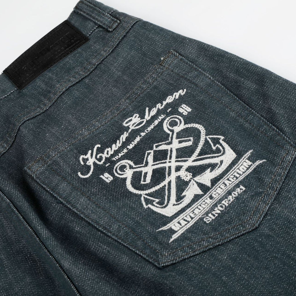 11KN Retro Embroidered Micro-pull Jeans