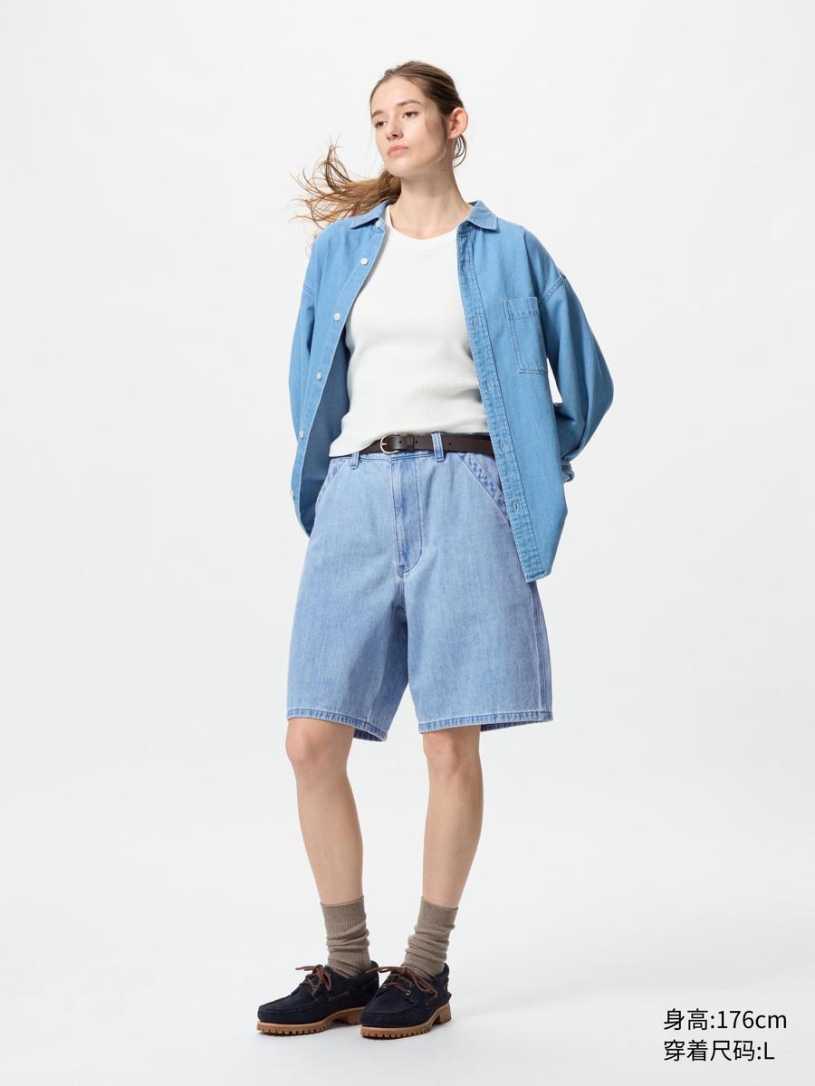 Uniqlo Men's Clothing Women's Denim Tooling Shorts/Washed Products Pants Casual Loose Pants 477165