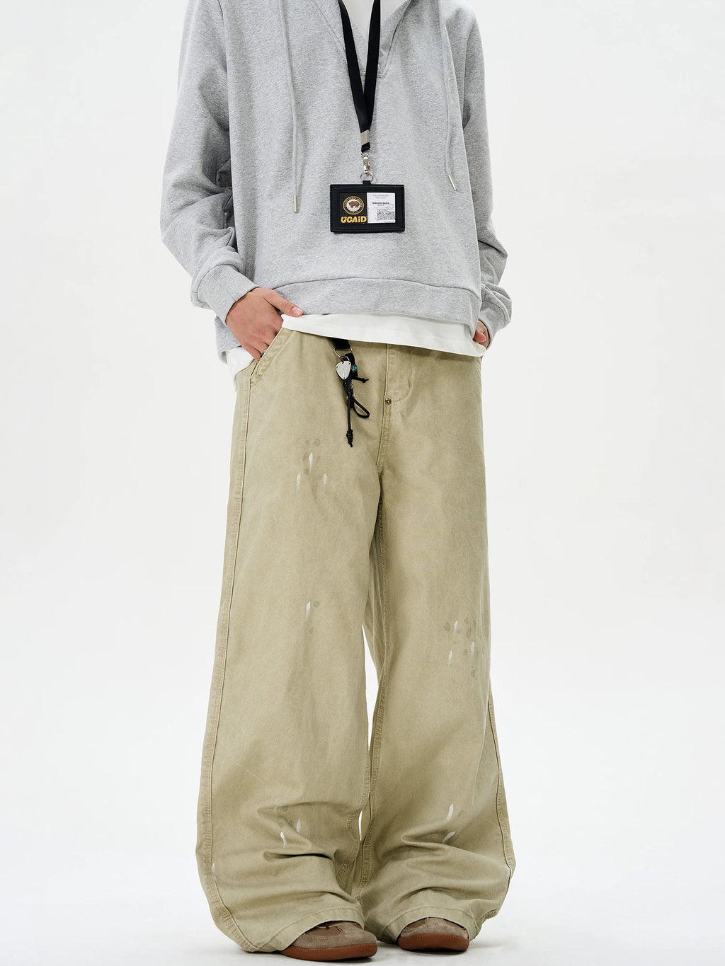 TRUQUEST Retro Ink Splashing Men's Loose Straight Casual Pants