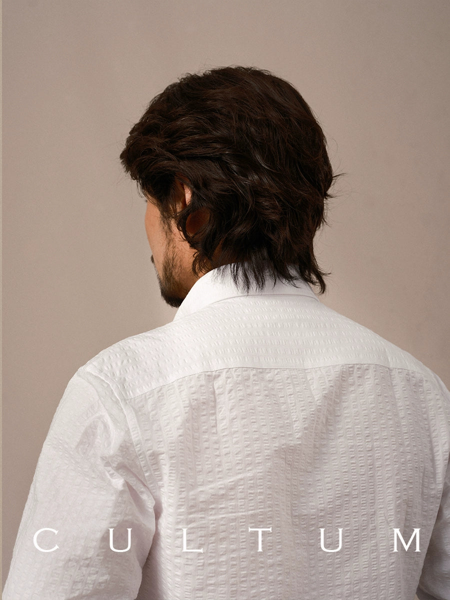 CULTUM Lightweight Breathable Seersucker Button Collar Shirt