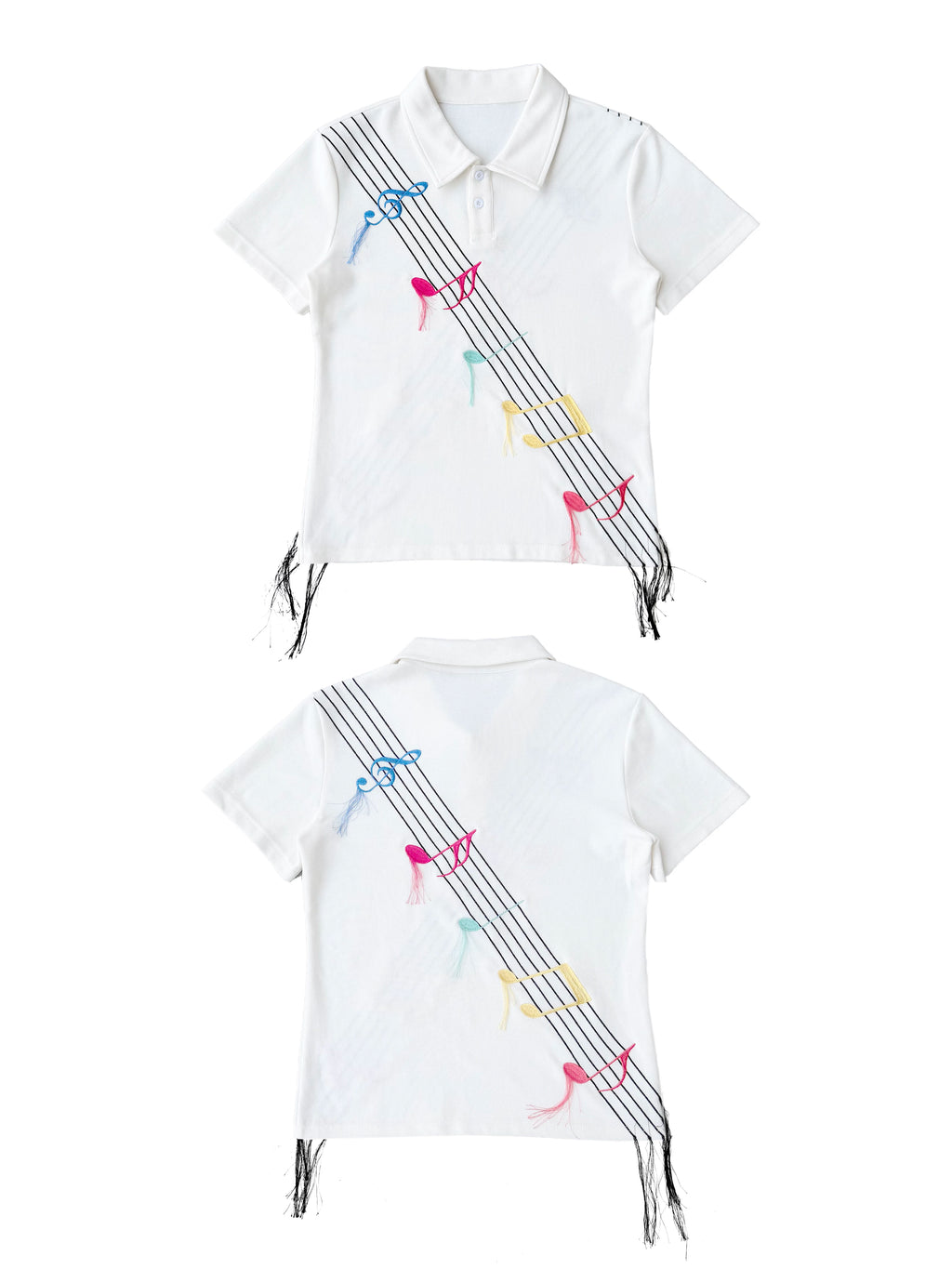 CHAI Color Music Note Five-line Sheet Music Embroidery Polo Tee
