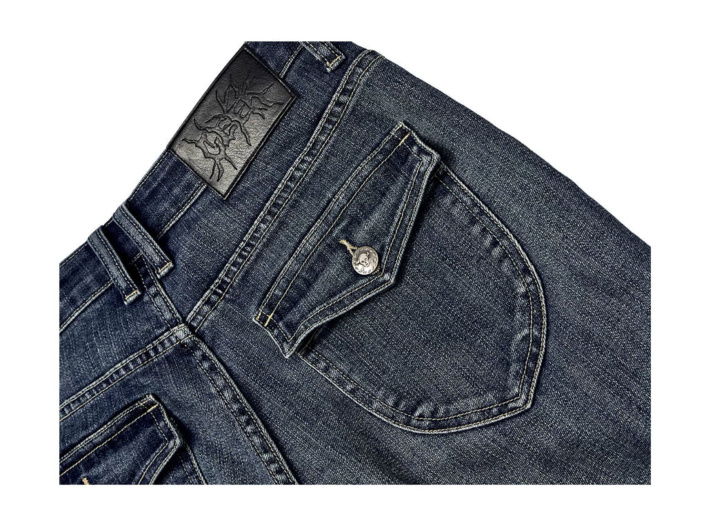 TEAMGEEK Totem-embroidered Stretch-flared Jeans