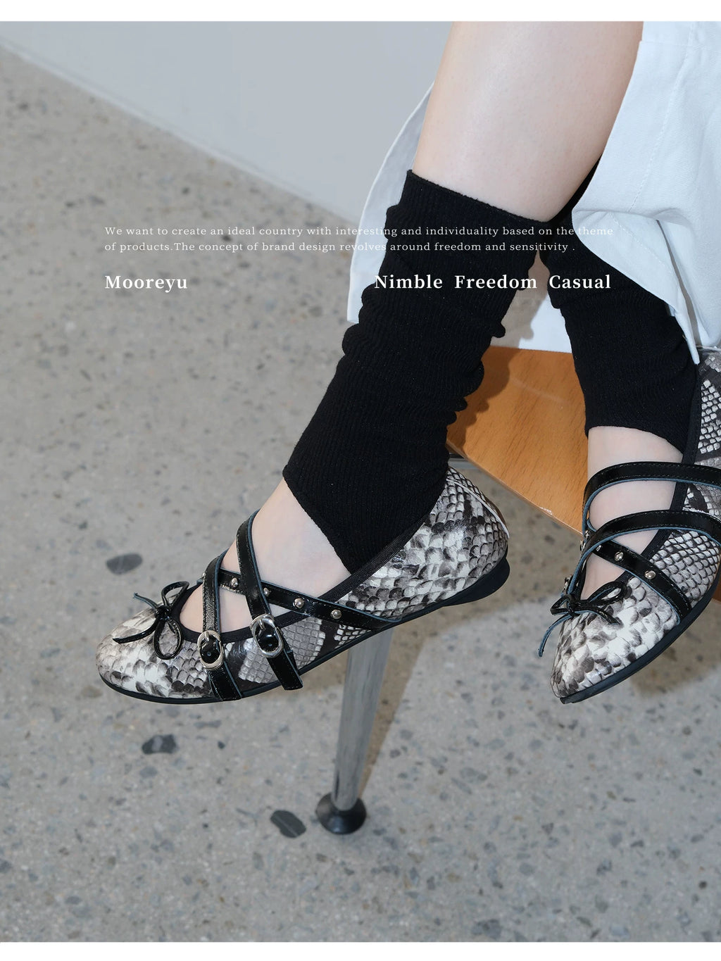 Mooreyu Snake Bow Cross Strap Flats
