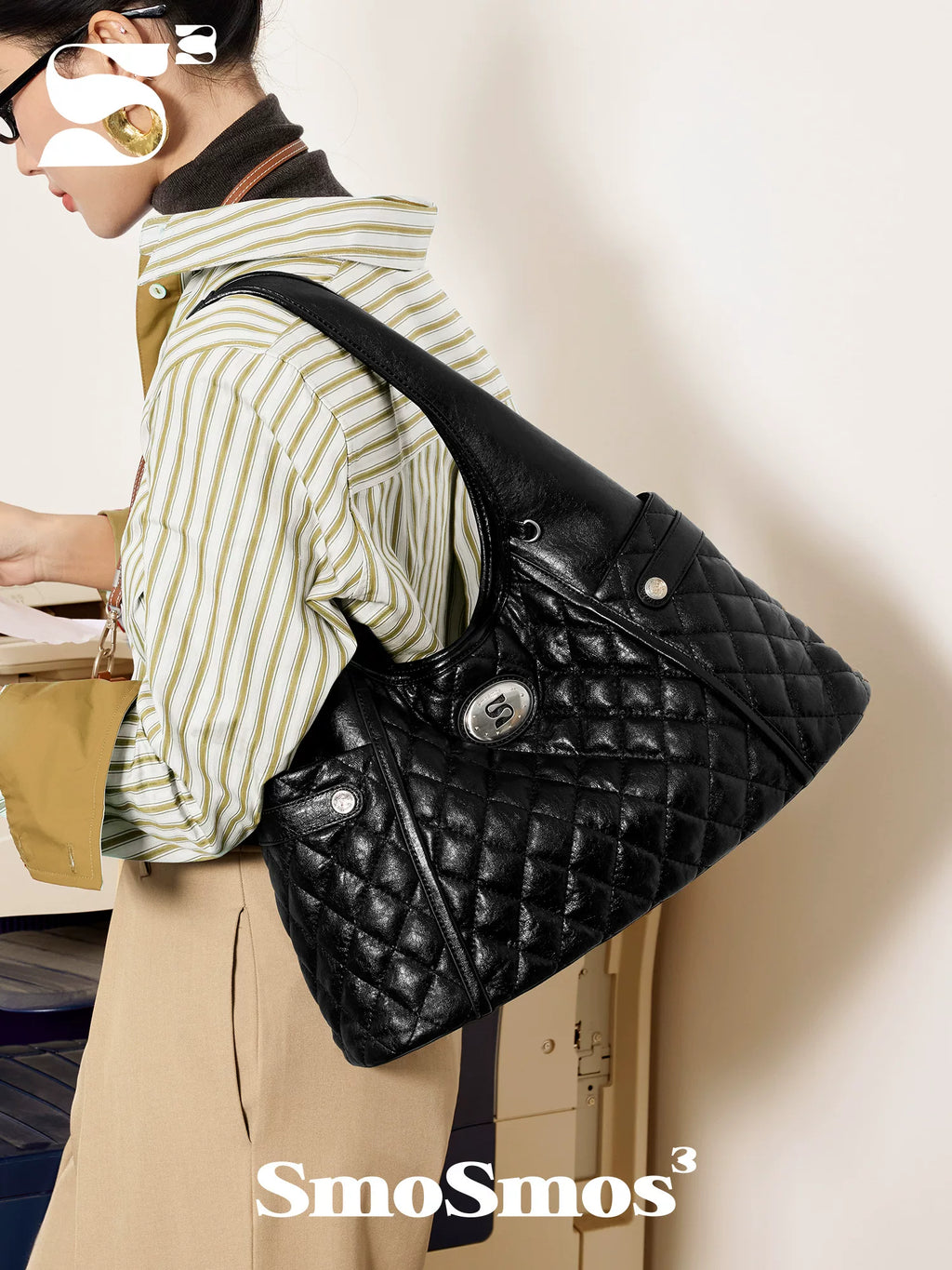 SmoSmos Large Capacity Rhombus Shoulder Underarm Bag