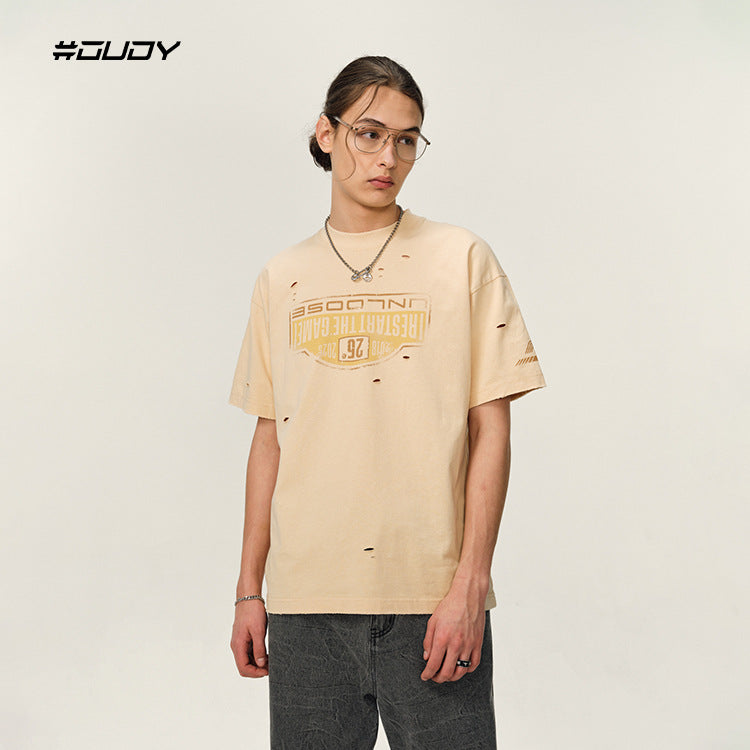 #OVDY 2025 230g Heavy Cotton Distress Short Sleeve Tee