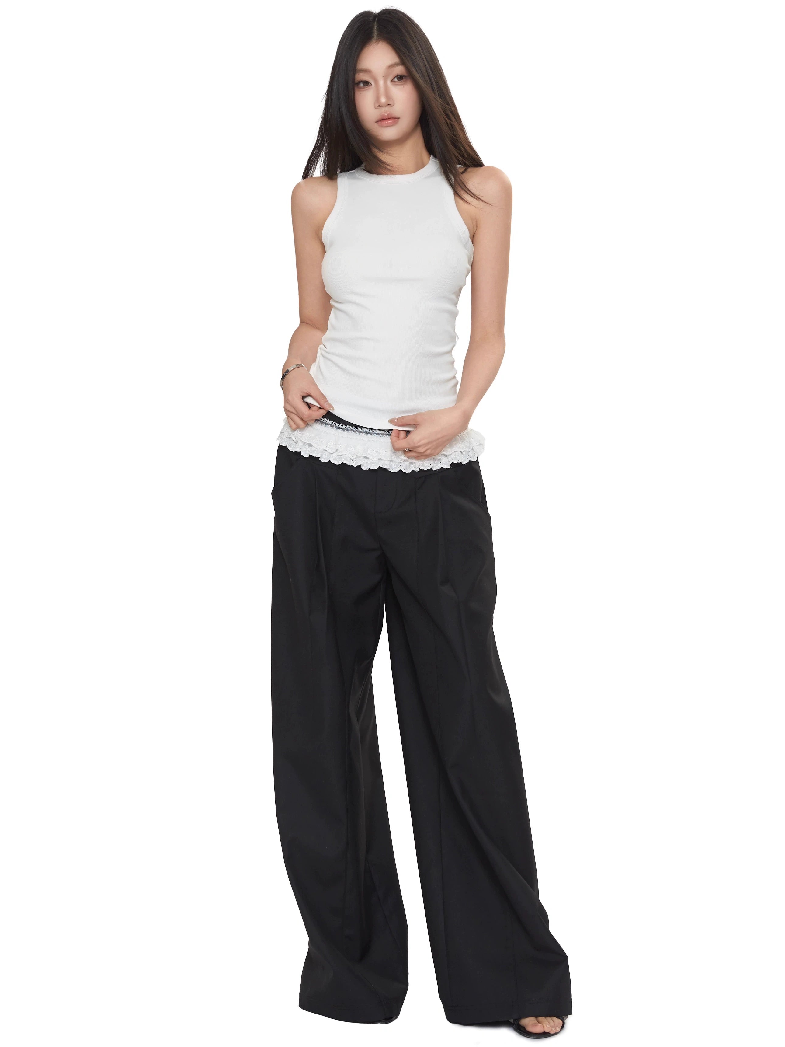 WITHMIN Casual Drape Low-rise Suit Pants