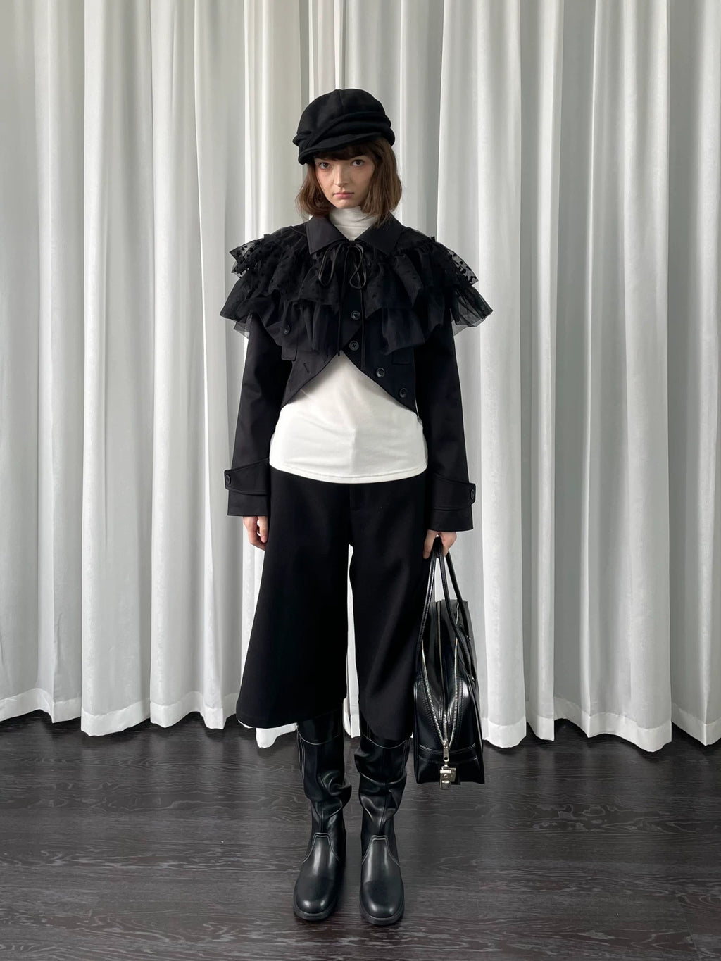 Loosesmell Multilayer Mesh Lace-Up Shawl Cape