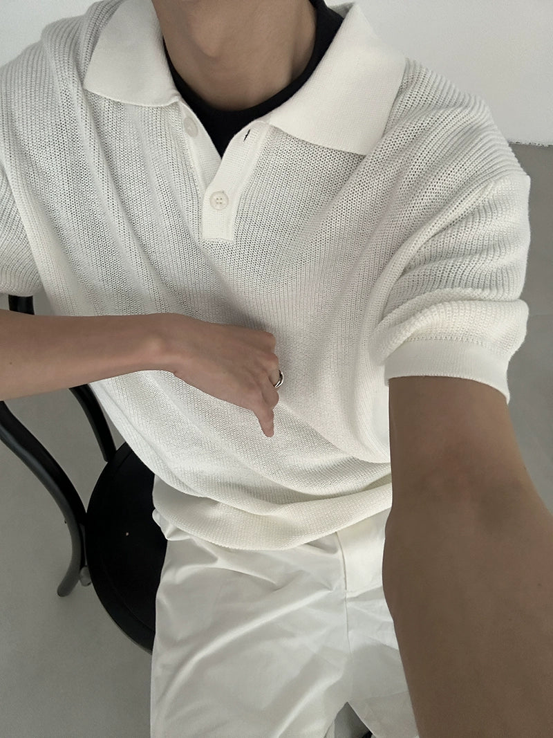 COLN Comfortable Casual Knitted Lapel Polo Shirt