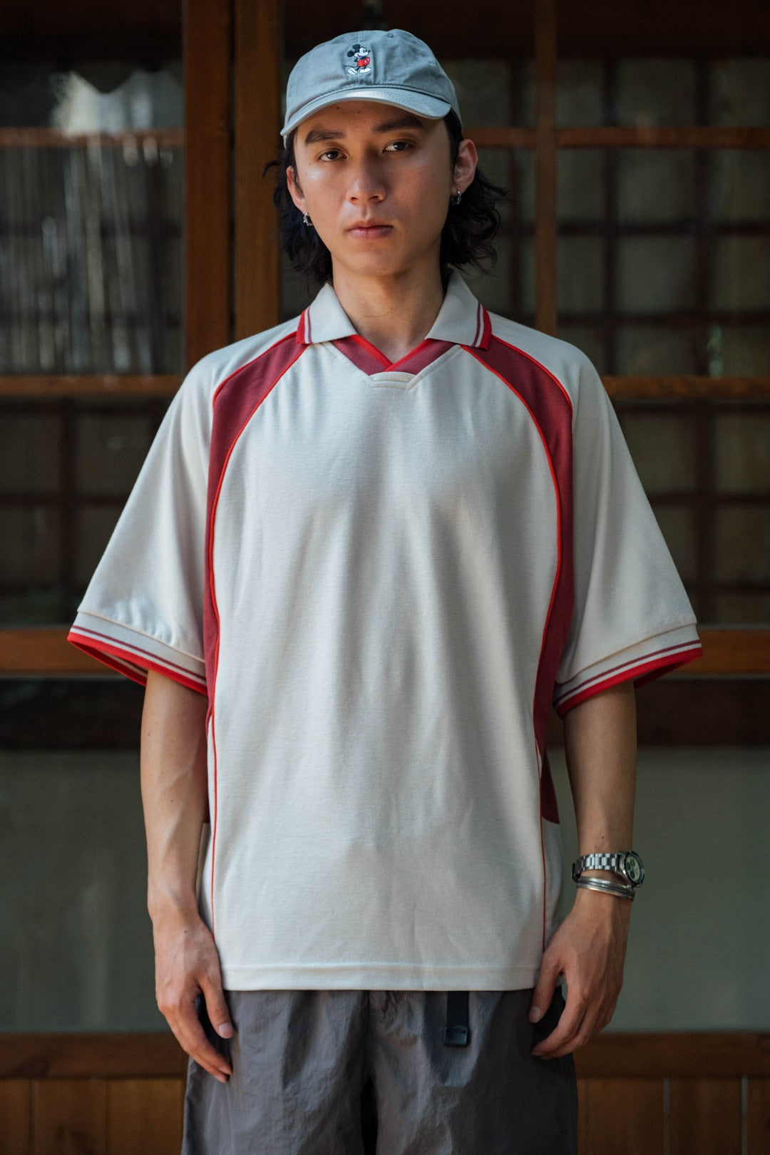 FGSS Splicing Japanese Loose Shoulder Lapel Tee