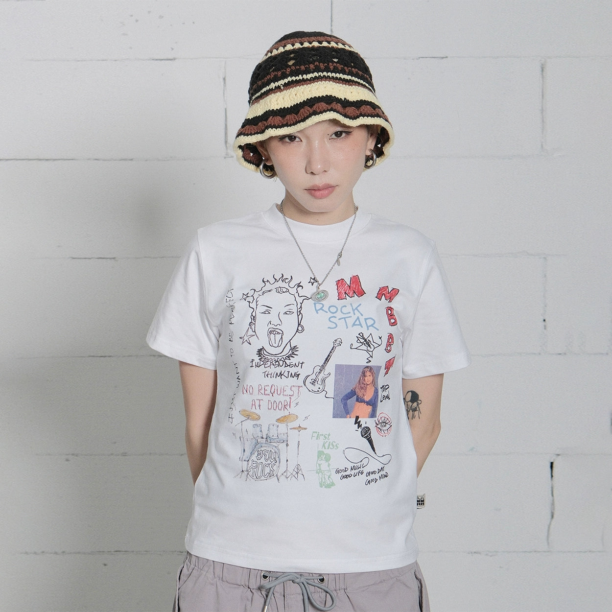 MMBBT Rock Graffiti Print Loose Tee