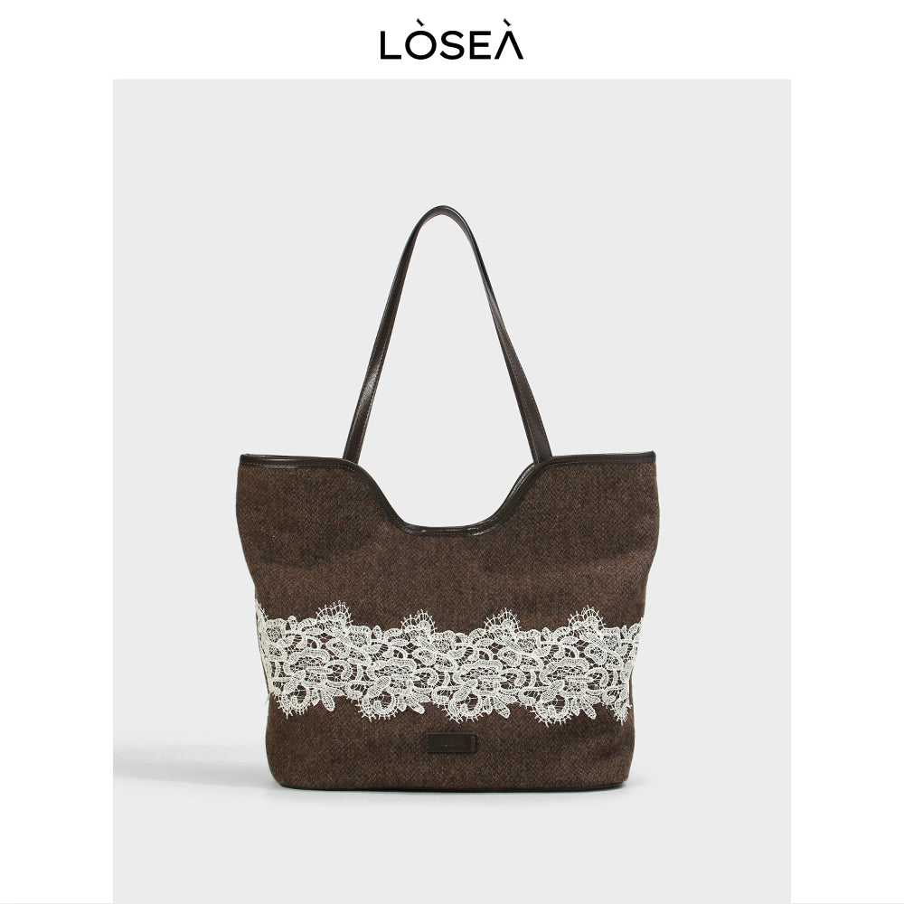 LOSEA Lace Woolen Tote Bag