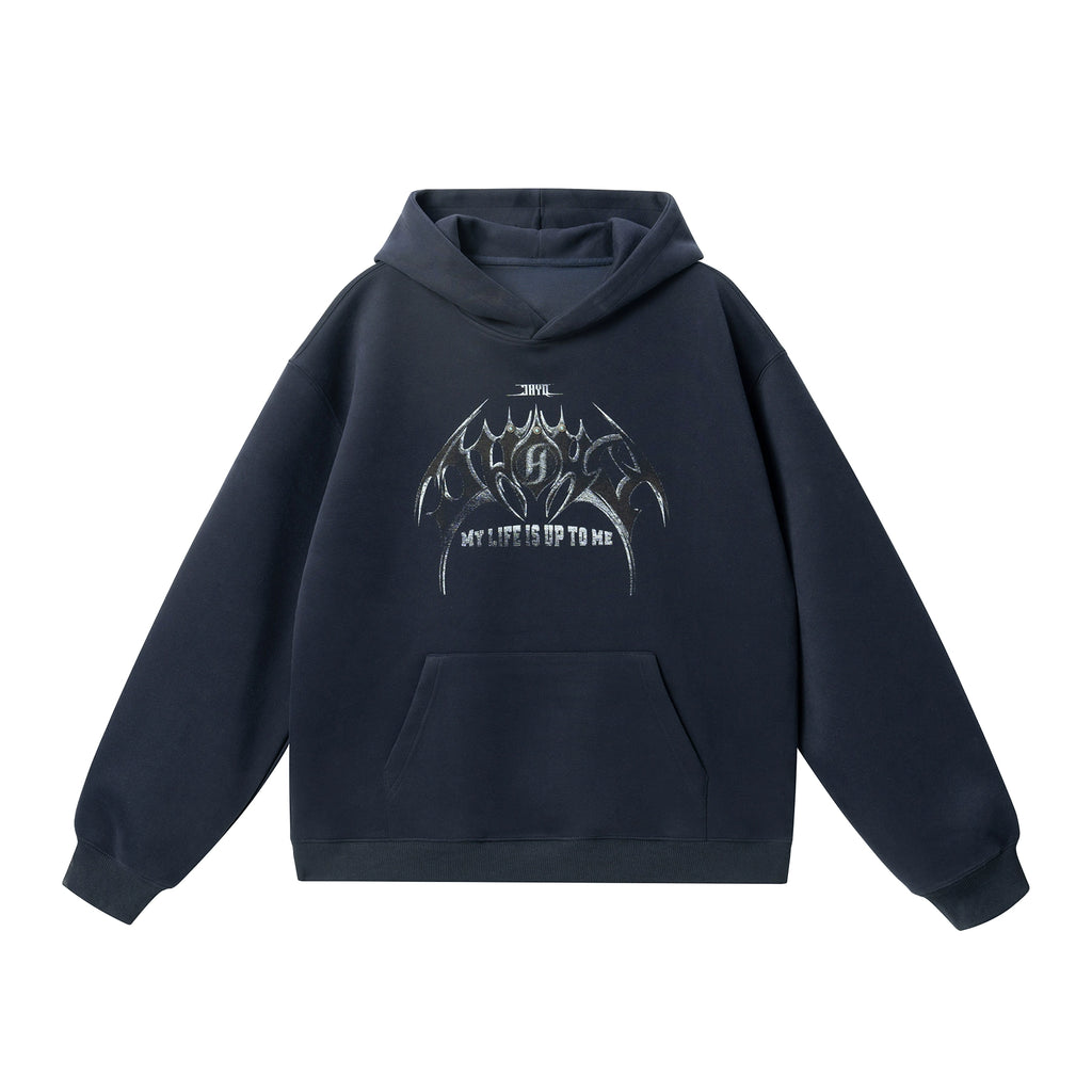 JHYQ Retro Beaded Dark Bat Print Hoodie