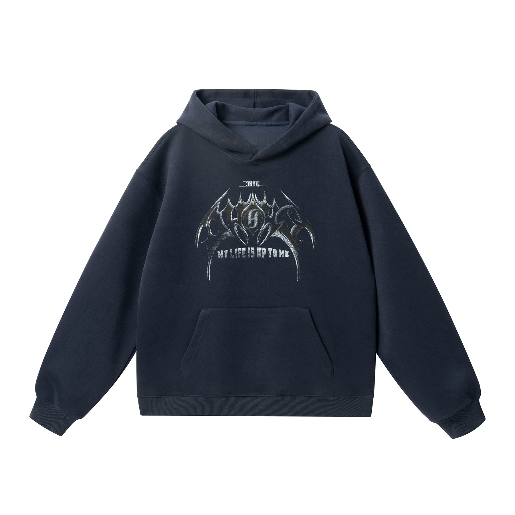 JHYQ Retro Beaded Dark Bat Print Hoodie