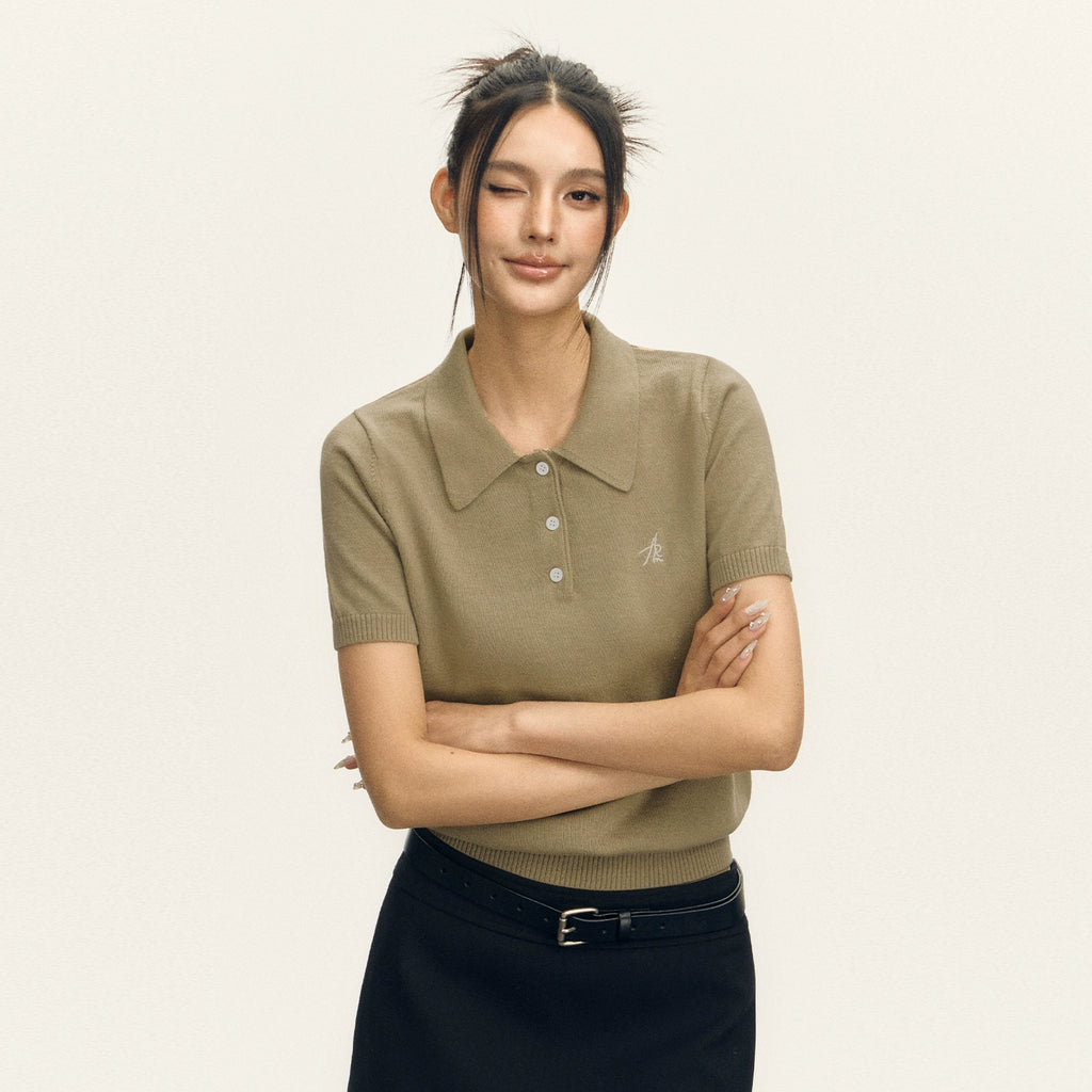 Ariseism Vintage Polo Collar Slim Knitted Tee