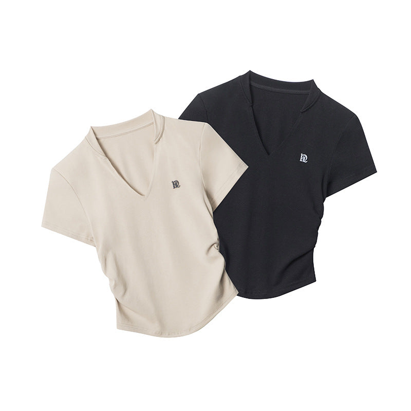 Nariele American Vintage V-neck Hottie Pleated Tee