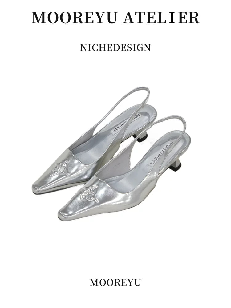 Mooreyu Pointed-toed Thin-heeled Shallow-mouth Single Shoes