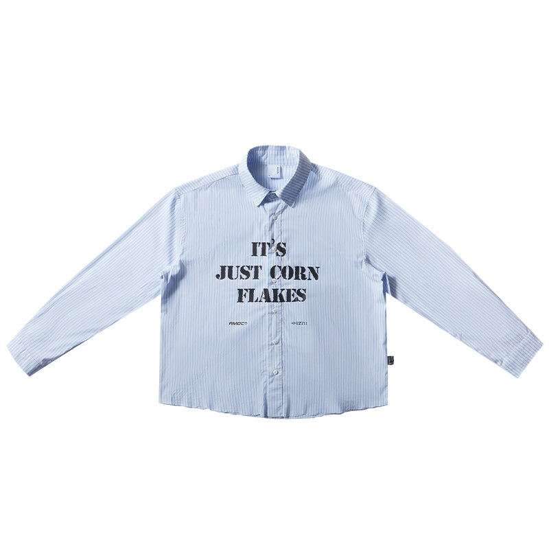 Remedy Letter Printed Striped Shirt