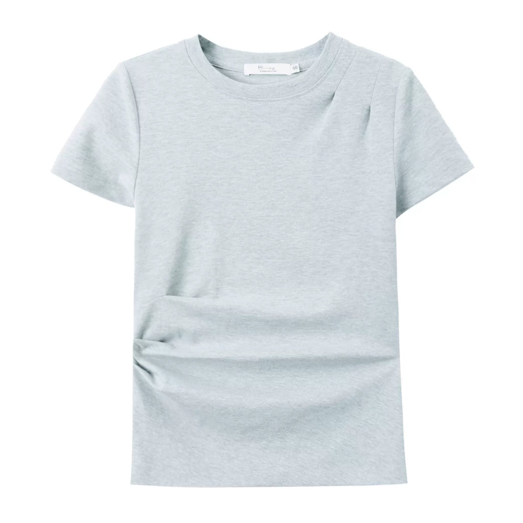 XUJING Crew Neck Shoulder Versatile Skinny Tee