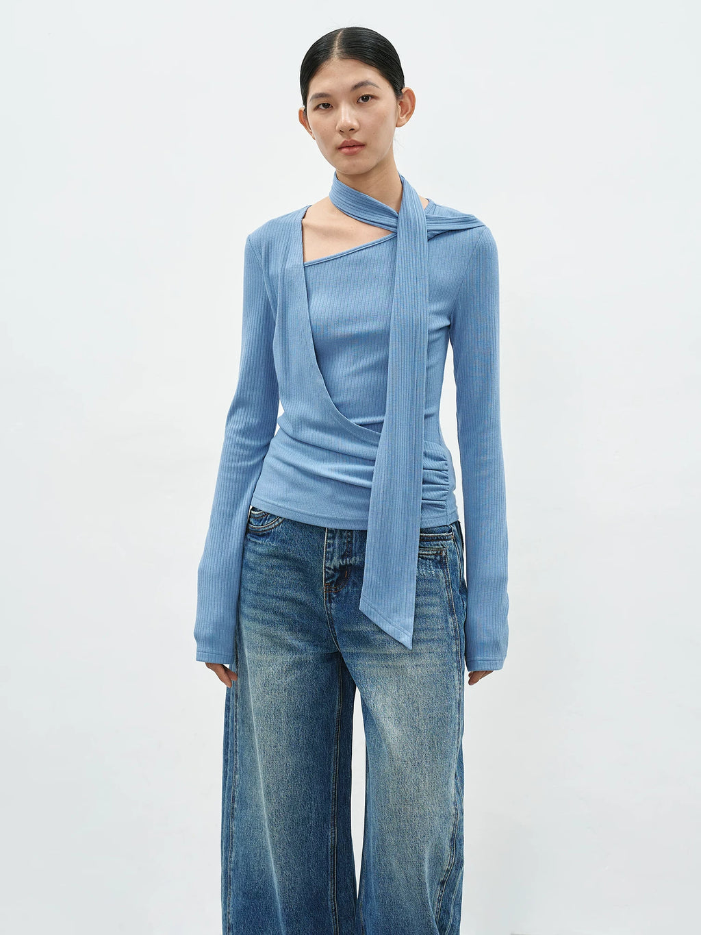 EIGHTHMONTH Skinny Neck Off Shoulder Slim Long Sleeves