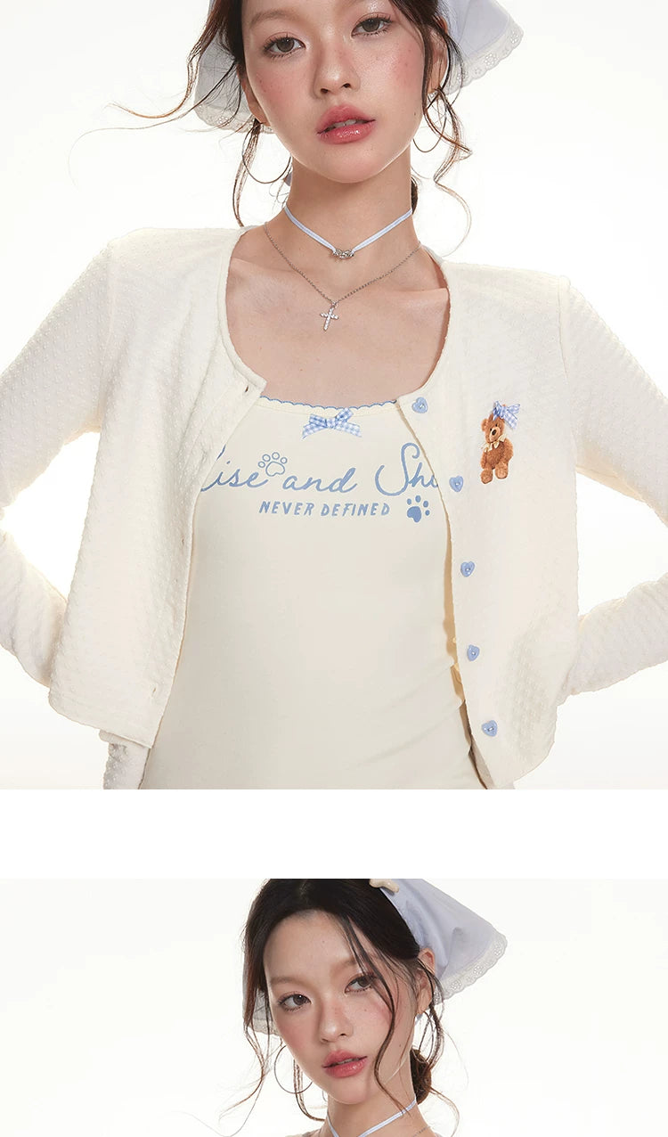 Imone Versatile Suspender Skirt Long-sleeved Cardigan Set