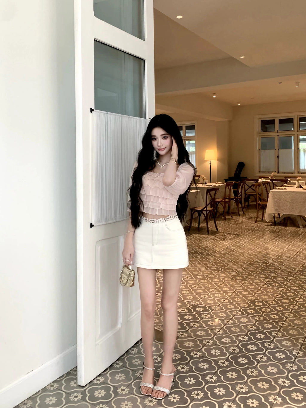 Barb Chill A Pleated Chiffon Top