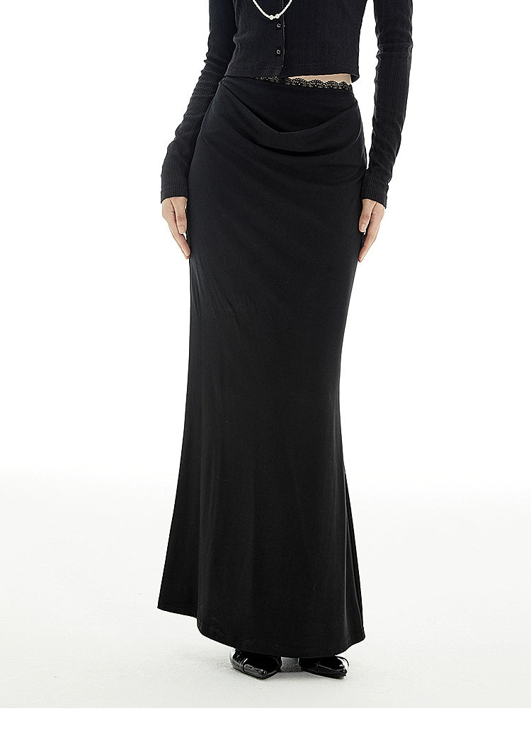 Imone Stitching Lace Pleated Fishtail Skirt