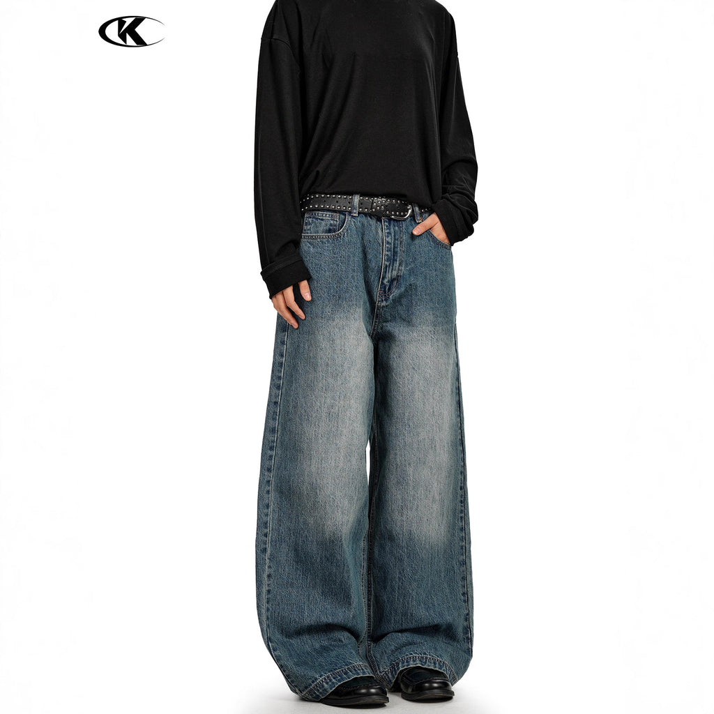 11KN Vintage Loose Straight Wide Leg Floor Mopping Casual Pants