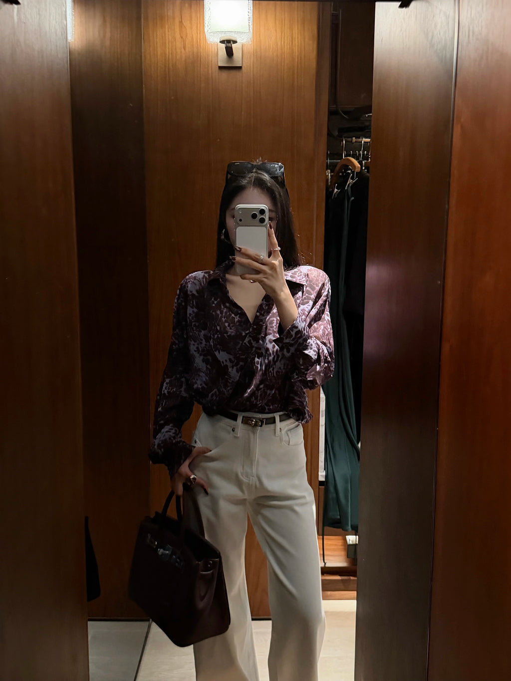 CHUYUQI Waist Leopard Print Long-sleeved Shirt