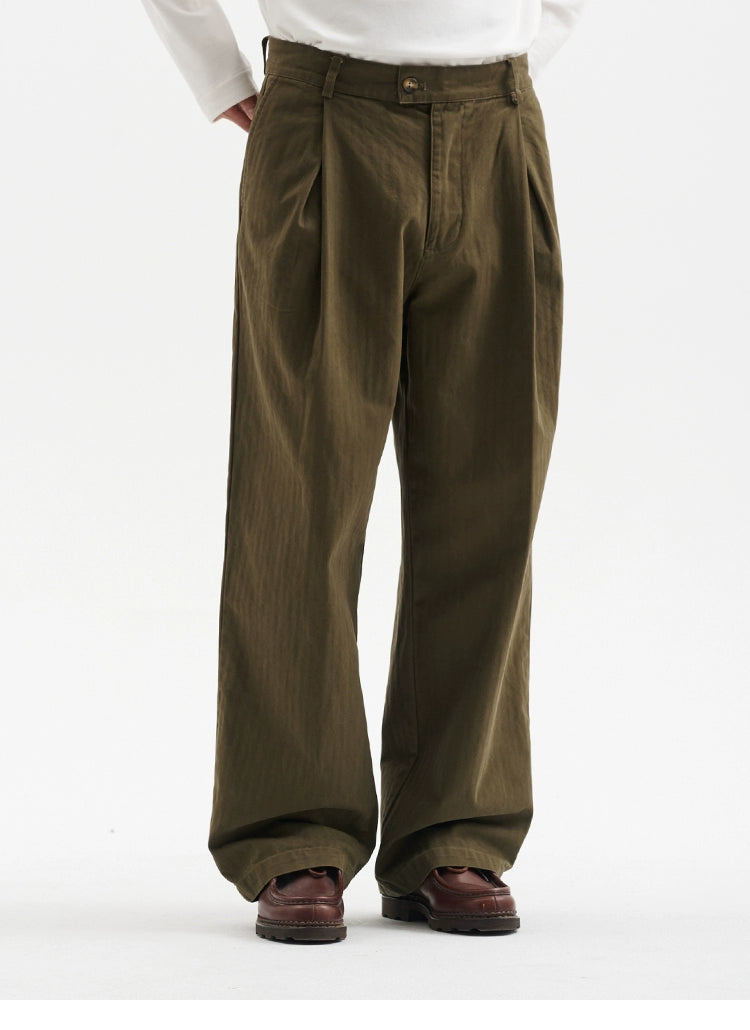 BUTTBILL Double-pleated Herringbone Slacks