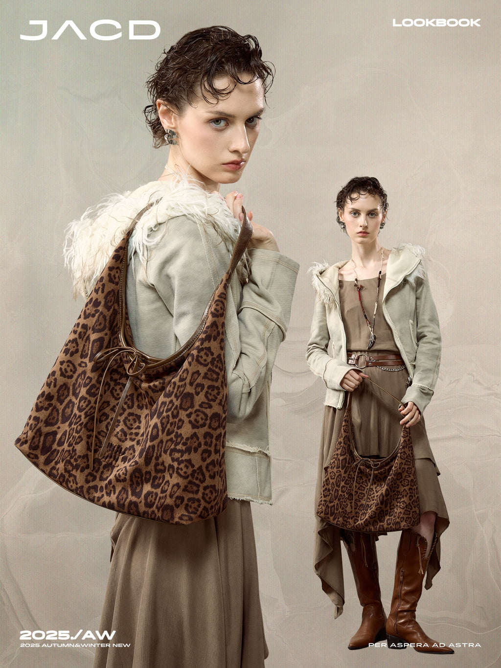 JACD Lazy Leopard Print Shoulder Commuter Tote Bag