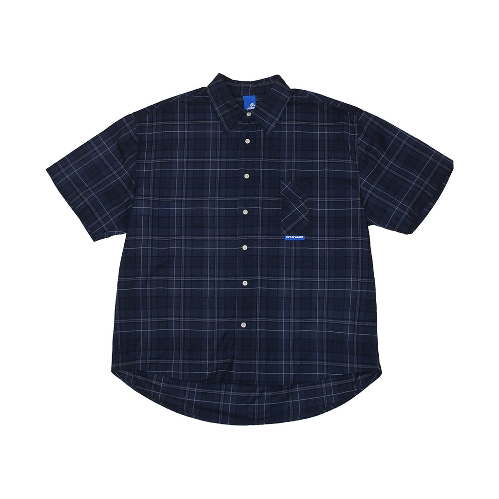 O3PARK Loose Casual Japanese Half-sleeve Plaid Short-sleeved Shirt
