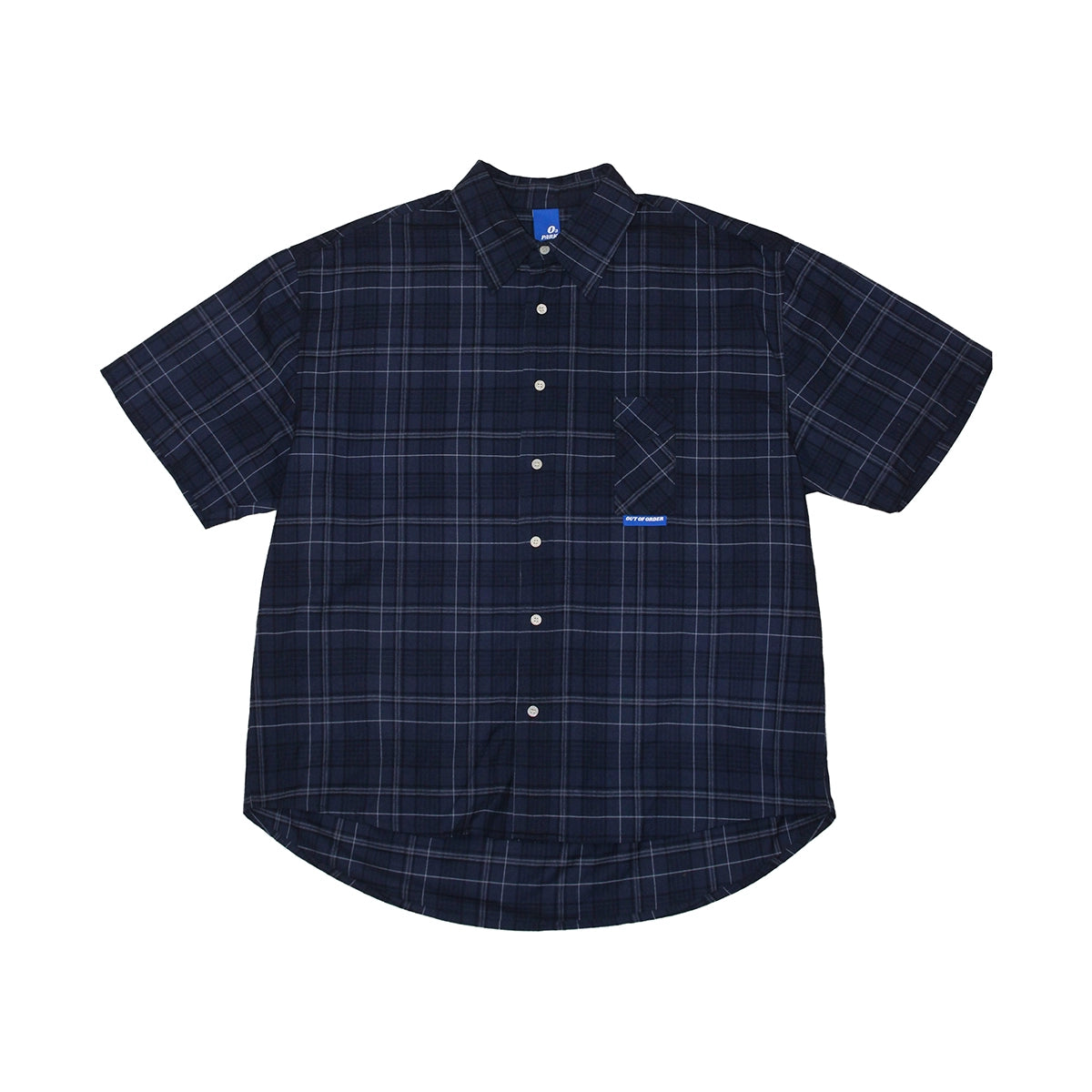 O3PARK Loose Casual Japanese Half-sleeve Plaid Short-sleeved Shirt