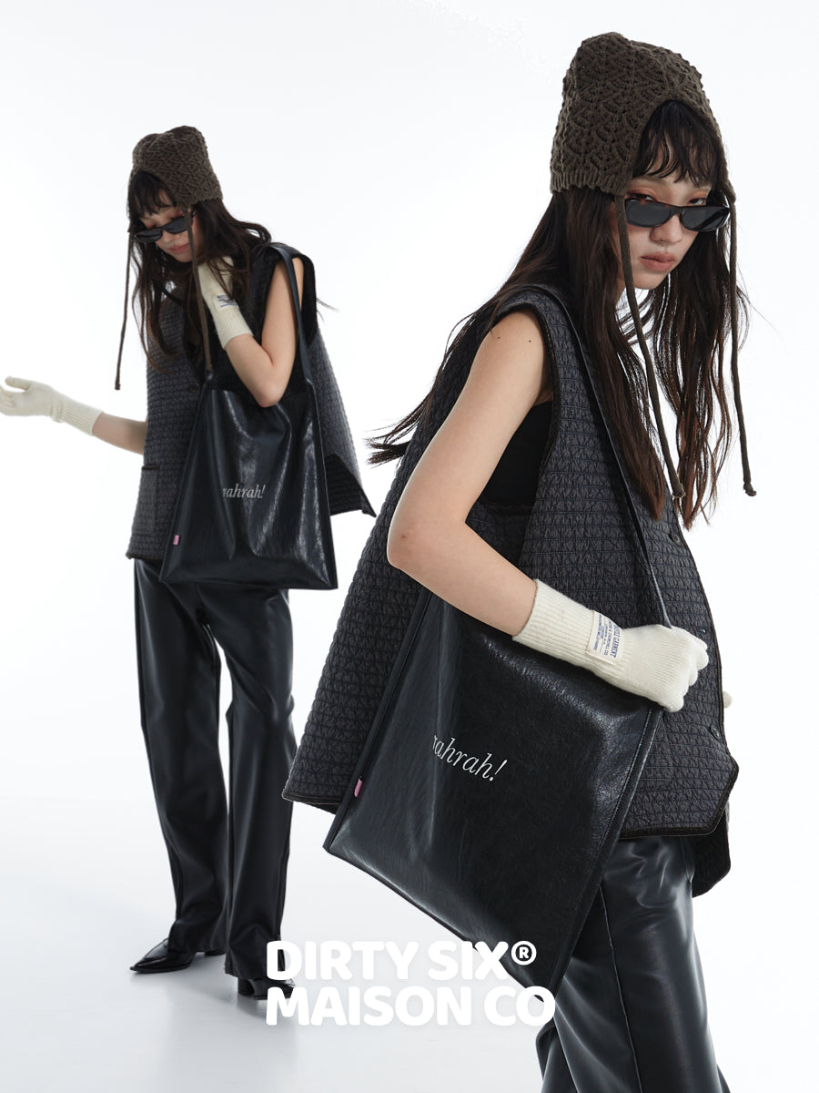 DirtySix "rahrah!" bag 5 colors contrasting embroidery thread soft leather tote bag