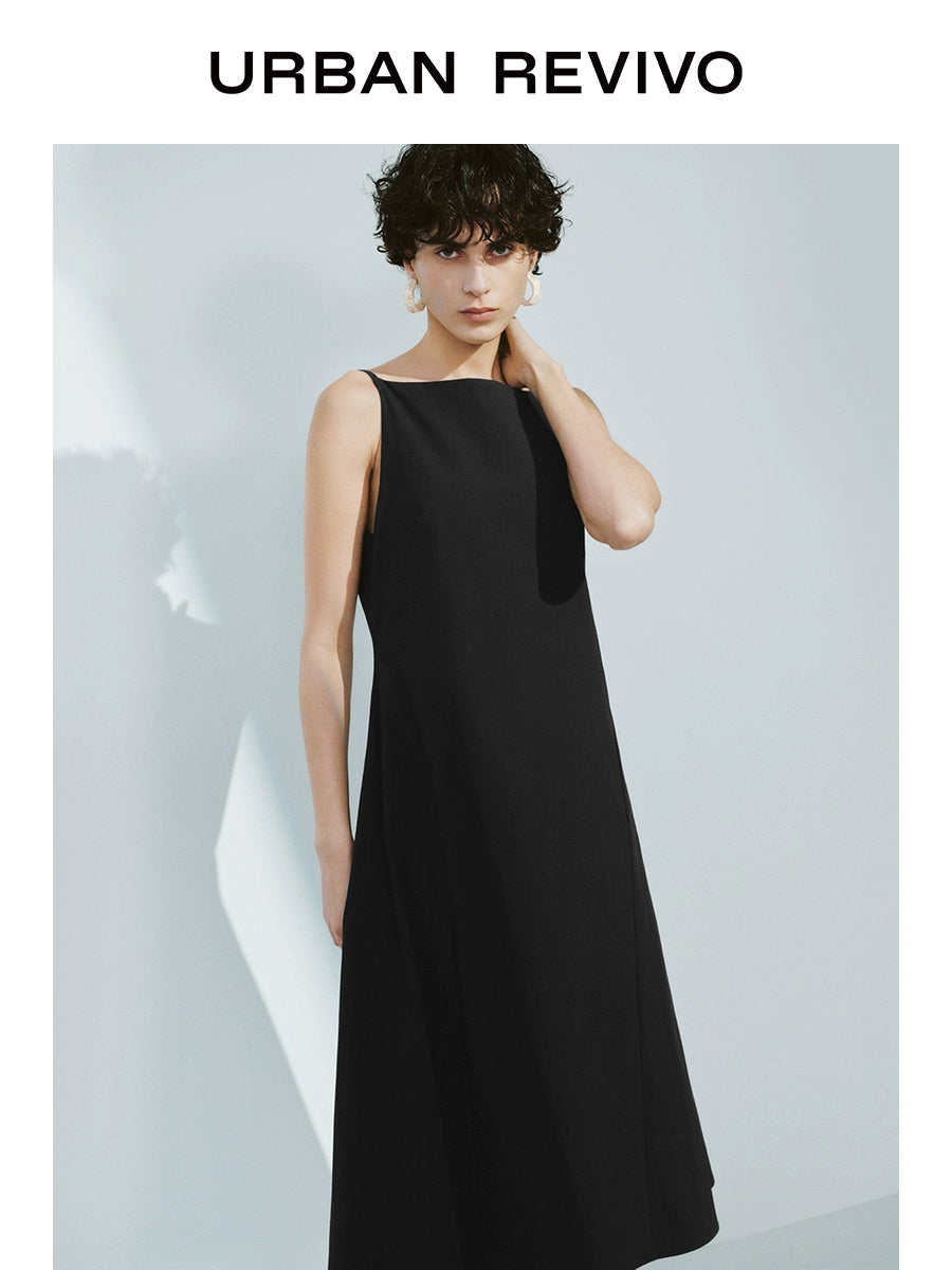 URBAN REVIVO Temperament Back Zipper Waist Sleeveless Dress