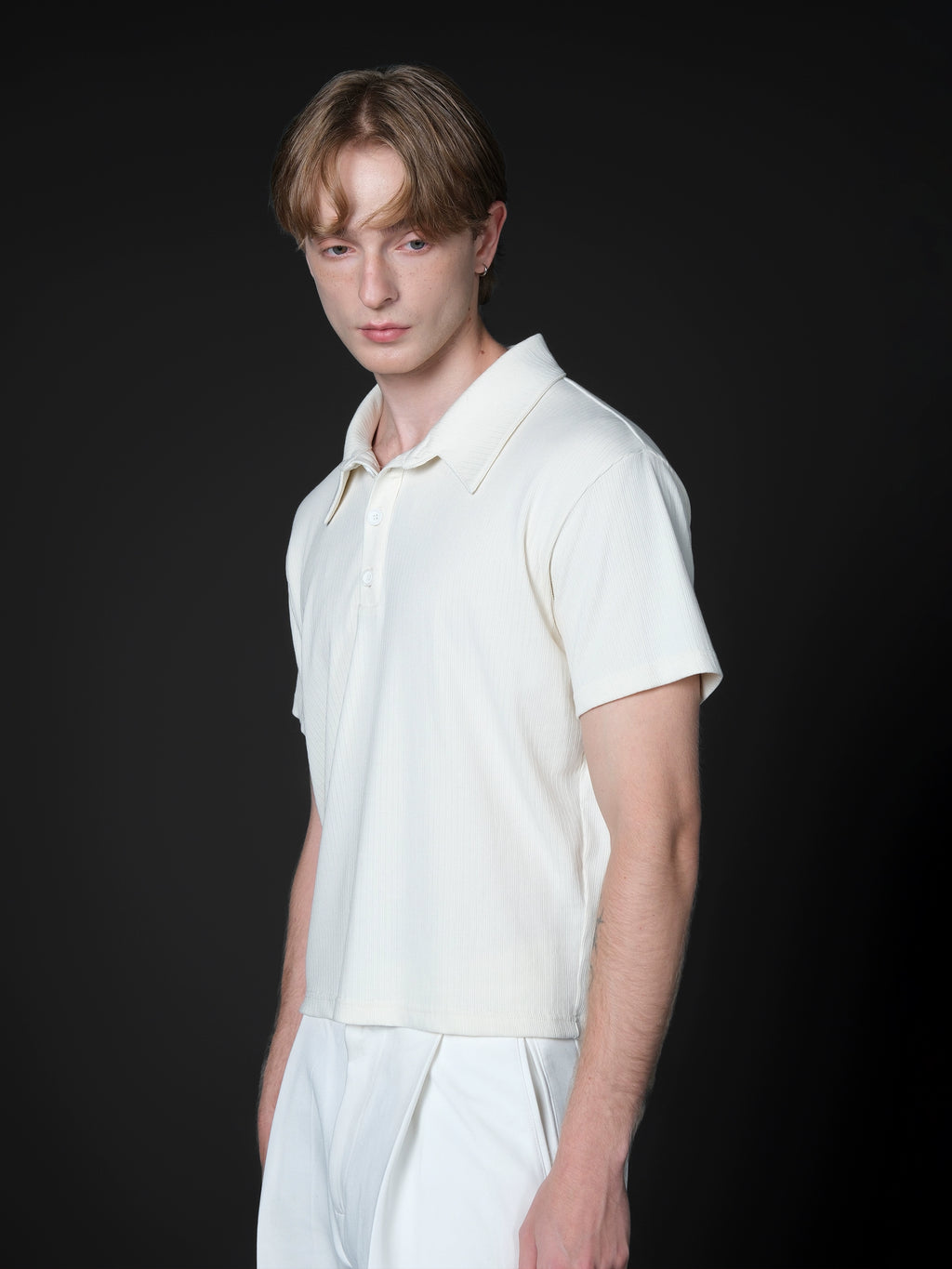 Set for Life Fine Jacquard Lapel Short Wide Tee
