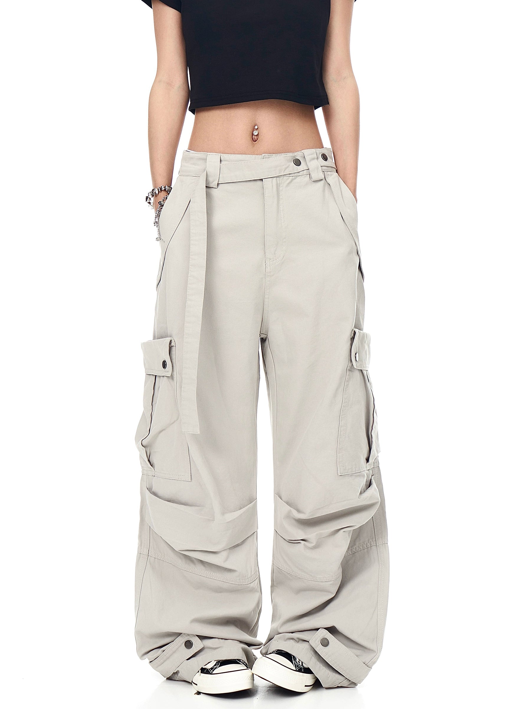 BLACKLISTS Vintage Pleated Multi-pocket Cargo Pants